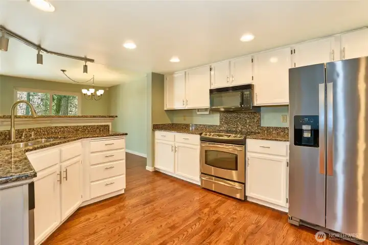 This view shows more cabinets and counter space.