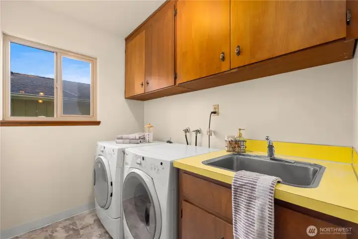 Laundry room on the upper level.