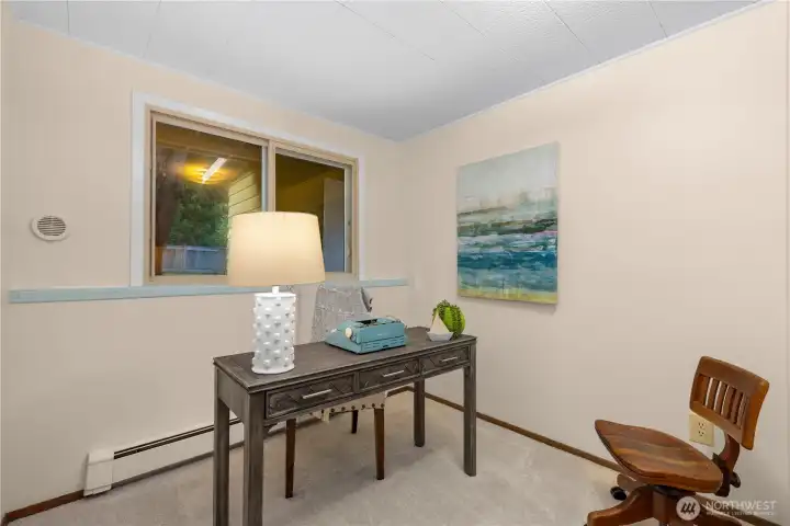 Lower bedroom could also make a great office. New paint and carpet.