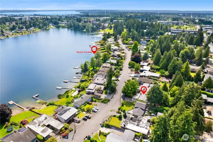 The neighborhood private beach access is 1/10th of a mile to the west.