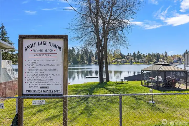 Beach access with the Angle Lake Manor Community Club -  Beach access is 1/10th of a mile from home.