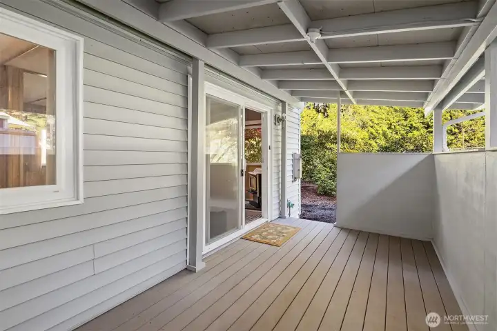 Covered entry from Carport to Home, Fireplace in Living room