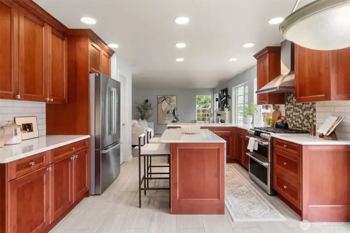 Kitchen has cozy heated floors