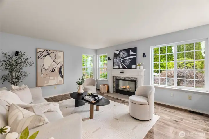 Living room with views of the beautiful outdoors.