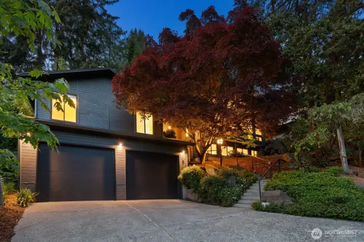 This beautiful home has an attached two-car garage with storage. Two cars can park in the driveway as well.