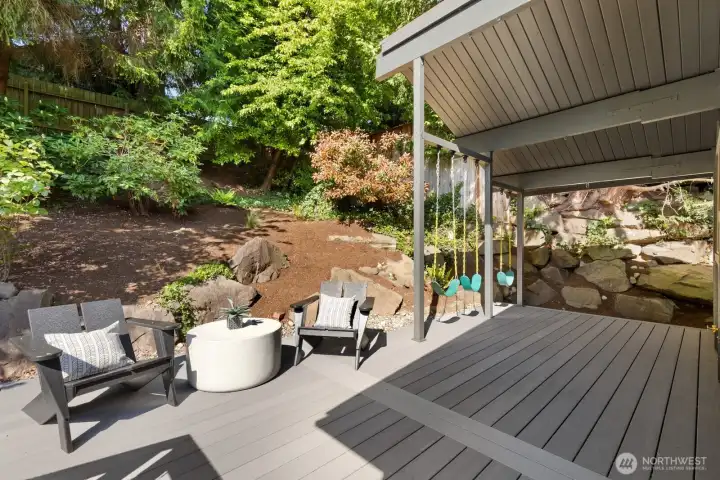 This space is covered and just beyond the kitchen - perfect spot all year-round!