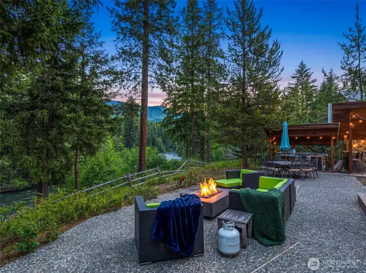 Twilight Fire Pit and Gathering Area