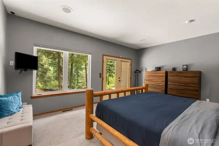 Primary Bedroom with King Bed and Deck Access