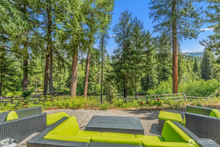 Patio Seating Area with Forest Views