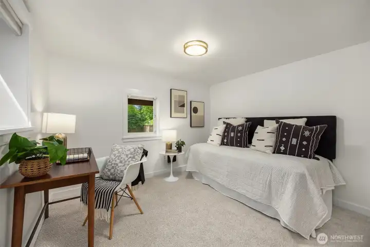 One of two lower level bedrooms