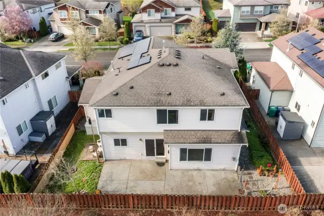 Drone shot of the back of the house