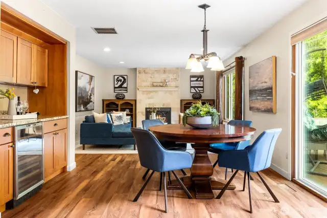 Wine cooler and bar area off of the eating nook/kitchen!