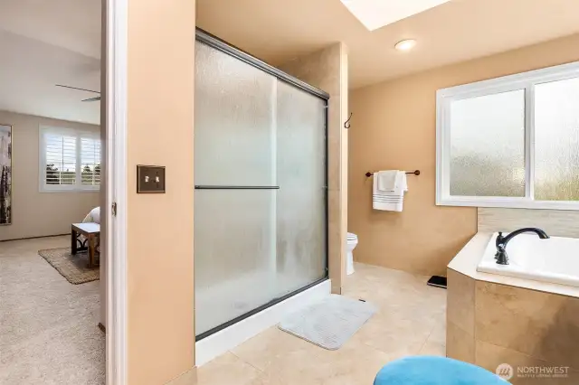 Double headed walk-in shower in the primary!