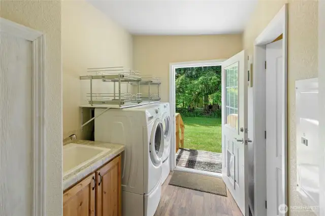 Off the dining area is your laundry.