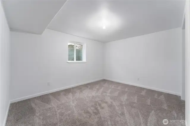 One of two generously sized lower-level bedrooms—ideal for guests, family, or flexible use