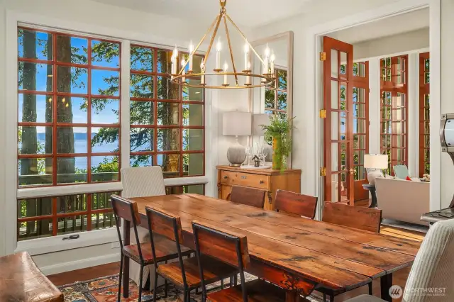 Dining area can accomodate a large table with seating for 8-10.