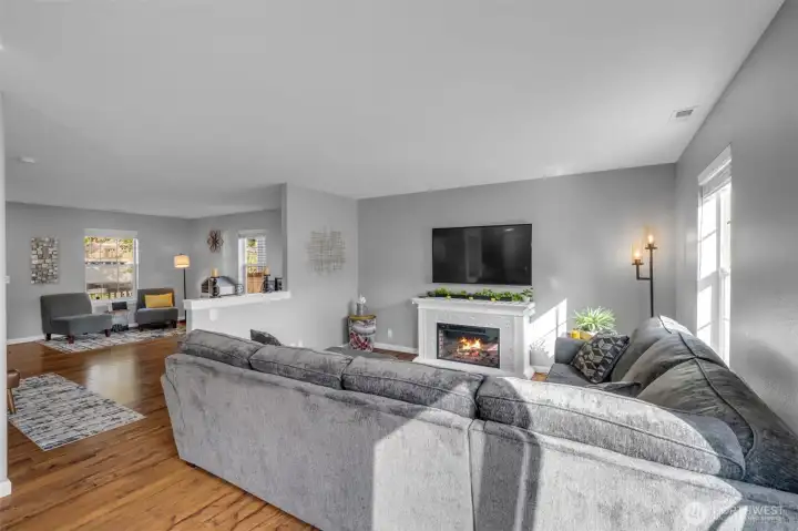 Still able to see both rooms for entertaining.