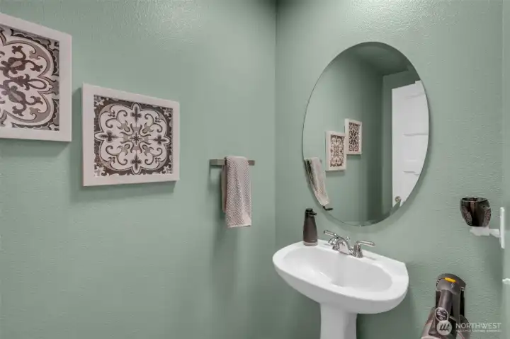 Lower level powder room.