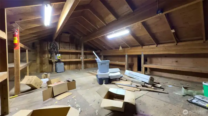 Storage area above the garage.