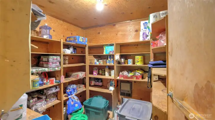 Cold room for canned goods.