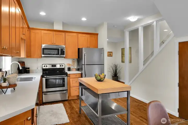 Island can be moved if you desire more open spaces