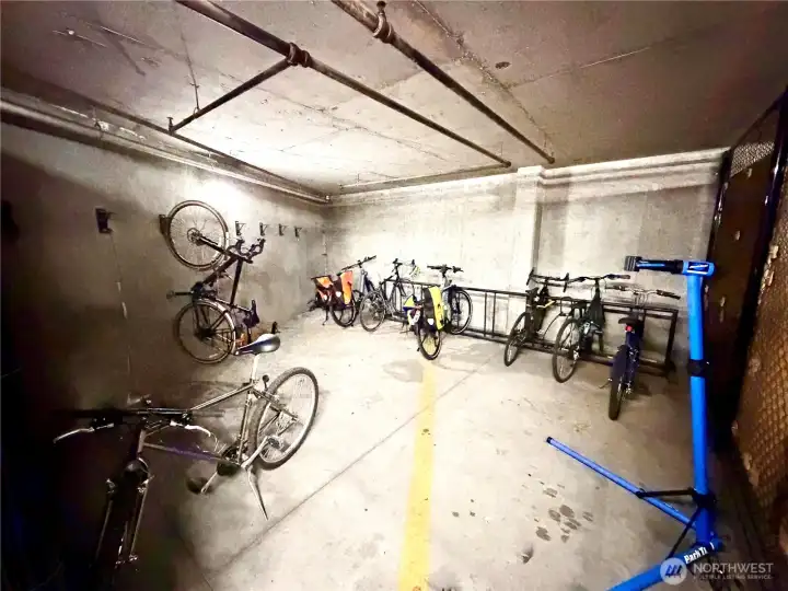 Secure Bike storage in garage, 3rd level.