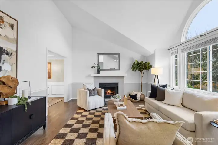 The vaulted ceiling allows the room to have a grand presence. The large window offers fantastic western exposure.