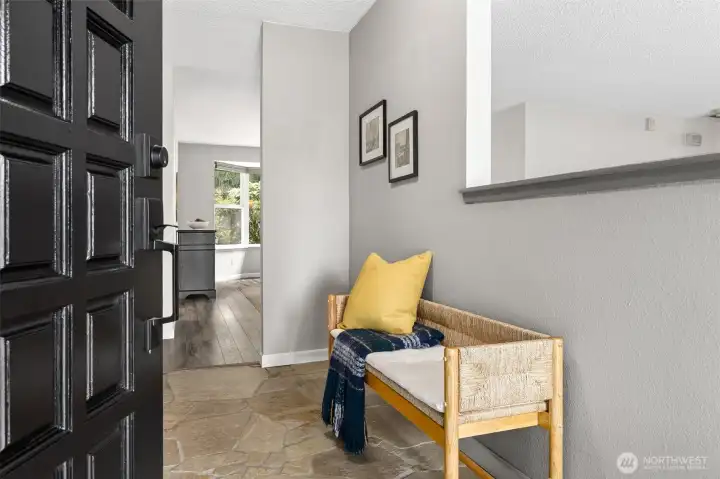 Distinctive slate floor entry