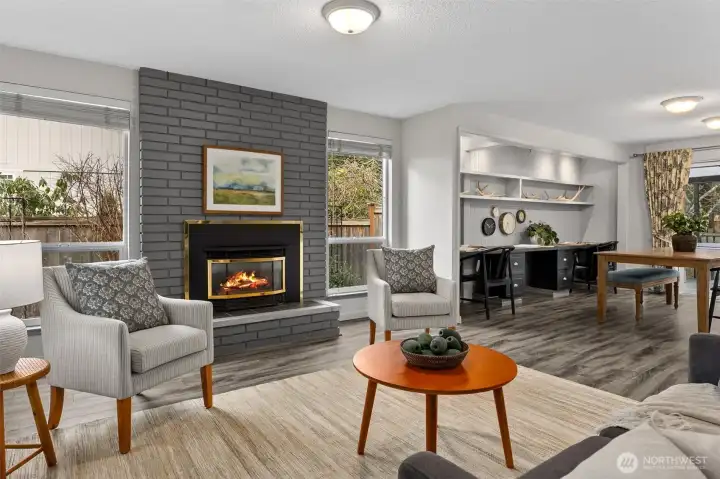 Second living area open to informal dining and kitchen