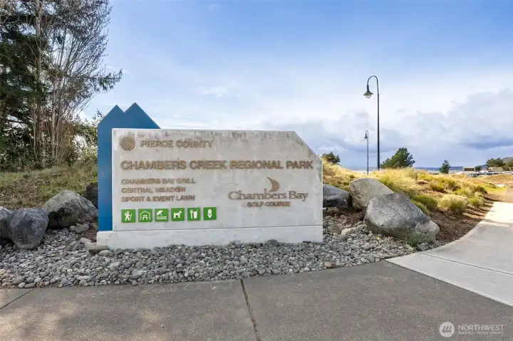 World renowned Chambers Bay Golf Course has a restaurant that overlooks the golf course and views