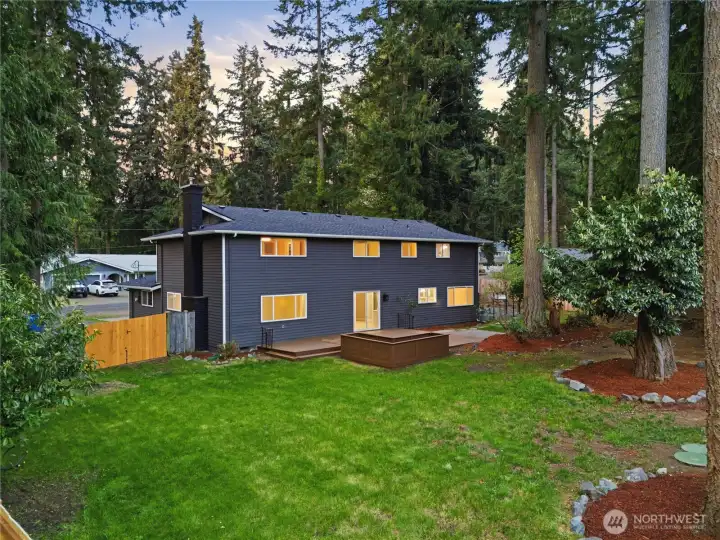 Flat, spacious backyard for entertaining or play