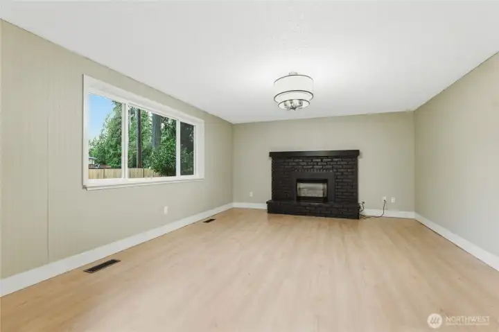 Family room with cozy gas fireplace