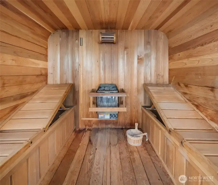 Water view sauna