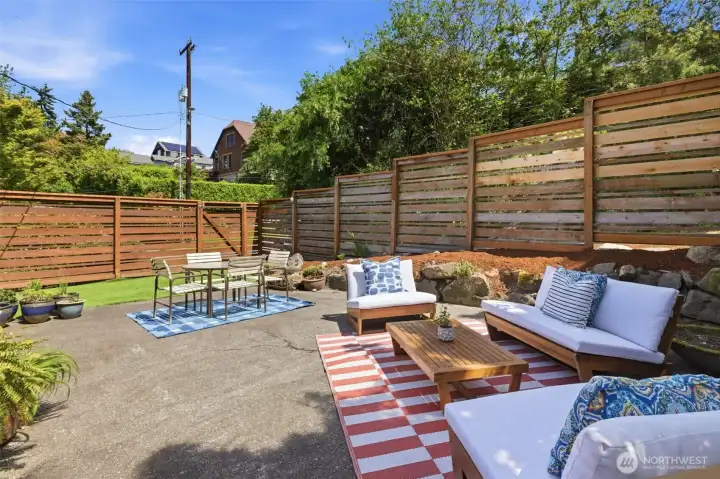 Private courtyard off the kitchen. Private courtyard off the kitchen.