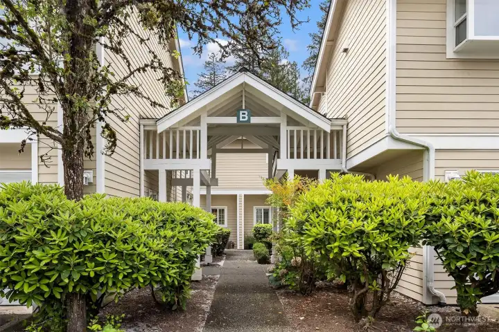 The B Building in Hidden Creek sits at the back of the gated community and backs up to beautiful and private green space.