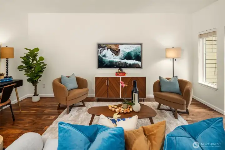 I always enjoy a vast wall that can accommodate any sized television your heart desires.