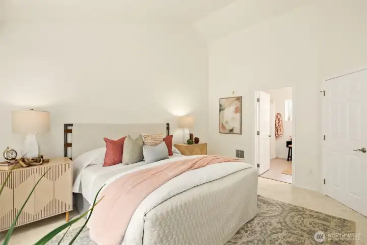 A view showing the location of the attached full bath.