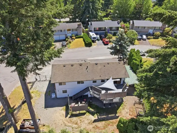 The backyard is perfect for summer fun or a place to put your toys.