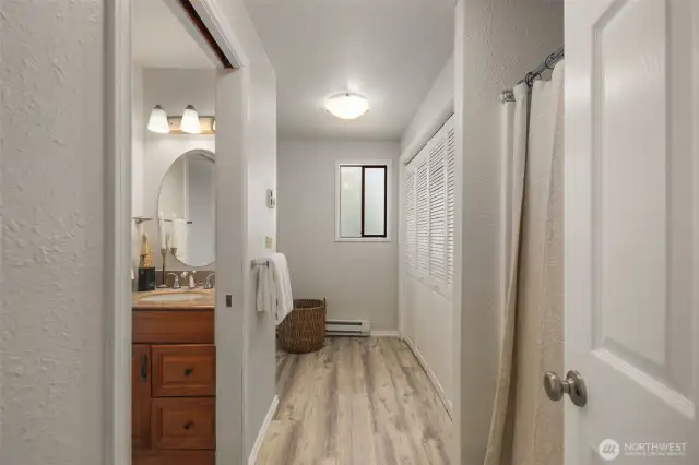 Full Bathroom on main floor & where the Washer & Dryer Hook up are located