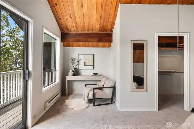 Upper floor, primary Bedroom, desk space + walk-in closet