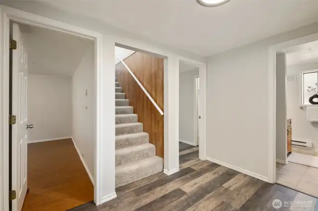 Heading to the lower floor, 2 bedrooms + Full bathroom