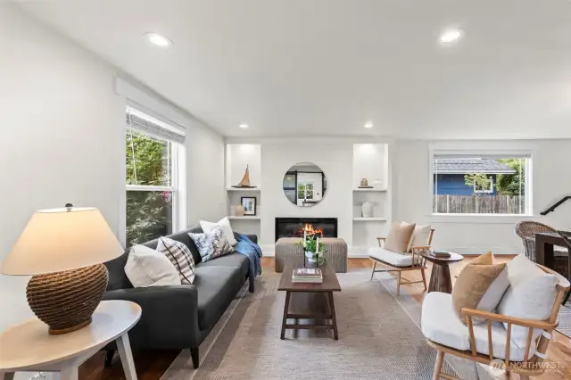 Living room with cozy gas fireplace