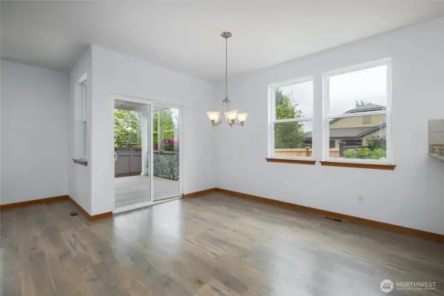 Dining room with slider to back deck