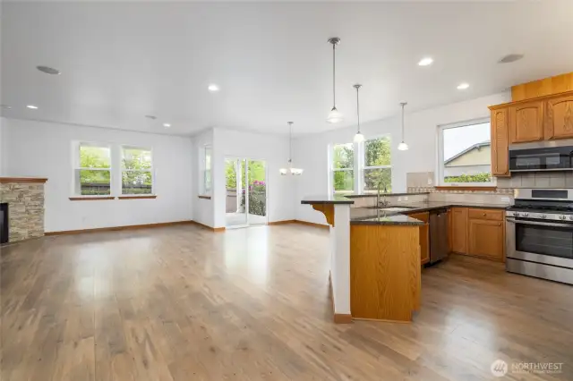 view of kitchen and dining area