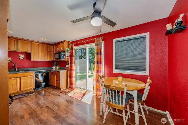 Dining area with a slider to the back yard.
