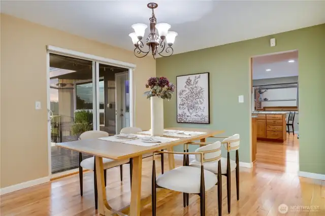 There are convenient sliding doors here for ease of entertaining.