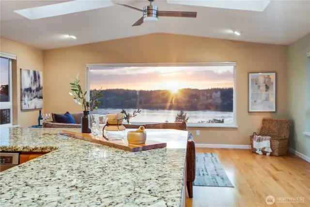 Large refreshed kitchen overlooks this massive family room with breathtaking views!