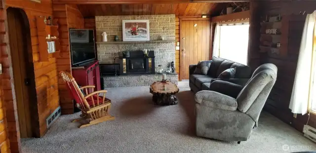 Wood stove in living room