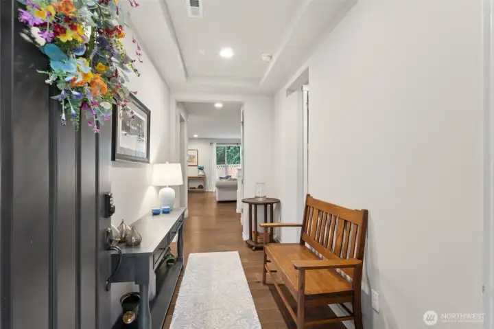 Plenty of space in entry for decorating