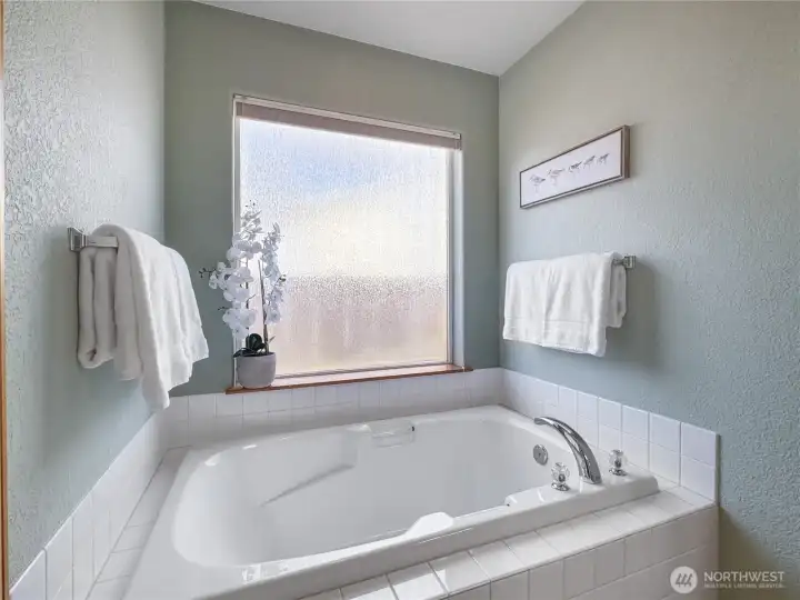 Deep, luxurious soaking tub